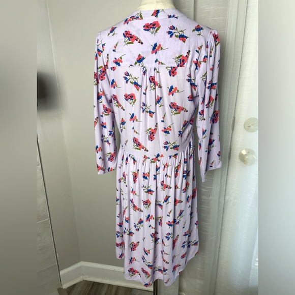 Anthropologie Maeve Juno Lilac Poppies Floral Spring Summer Tunic Dress XS - Picture 4 of 10